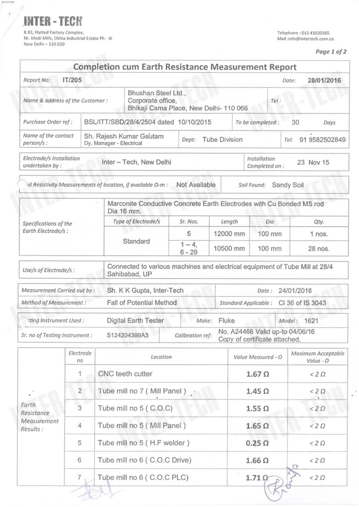 Marconite Transformer Earthing – Zero Maintenance System