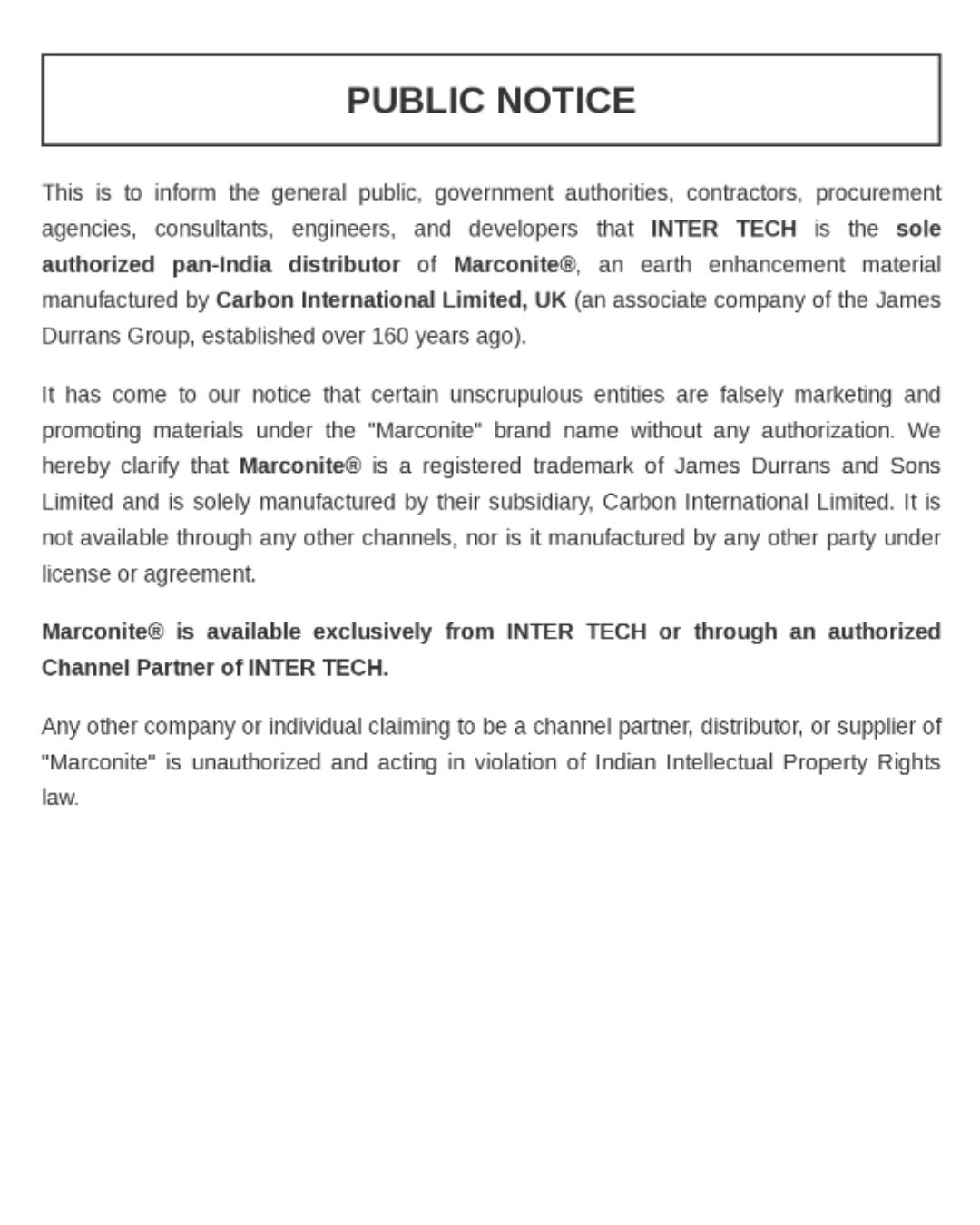 Public Notice Intertech