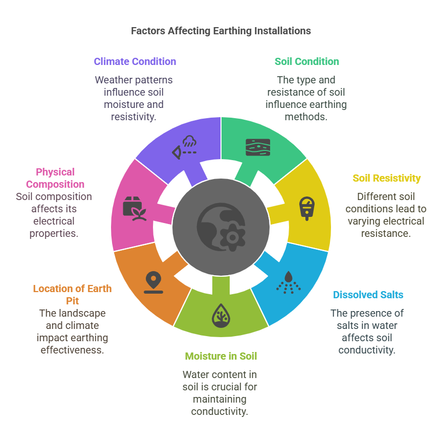 Some of the factors that affect an earthing installation are as follows 