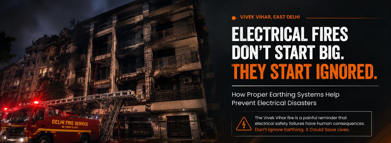 Electrical fire damage in a residential building in Delhi